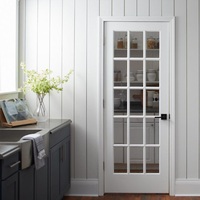 Portes doubles modernes en bois massif de luxe avec fenêtre en verre pour villa résidentielle nord-américaine