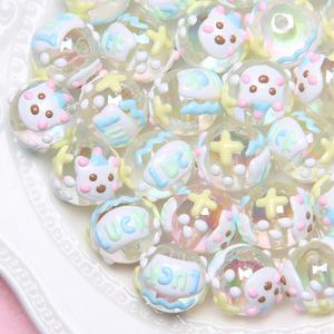 Großhandel Handy-Kette DIY Material 16mm Creme Armband Nette Cartoon <span class=keywords><strong>Hand</strong></span> gezeichnete runde lose Perlen für Stifte - Product Image 6