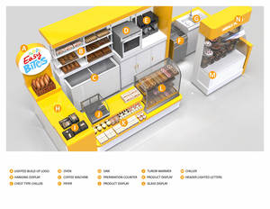 ซุ้ม<span class=keywords><strong>ขาย</strong></span><span class=keywords><strong>โดนัท</strong></span>คุณภาพสูง สีเหลืองและสีขาว พร้อมตู้โชว์<span class=keywords><strong>โดนัท</strong></span>ภายใน สำหรับ<span class=keywords><strong>ขาย</strong></span> - Product Image 5