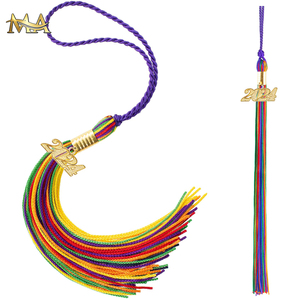 Borla de Graduación de Rayón de Alta Calidad para Birrete Universitario, en Rojo <span class=keywords><strong>y</strong></span> Dorado, para Gorra de Graduación - Product Image 3