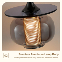 Lampu Gantung Kaca Abu-abu Asap Gaya Nordik Modern dengan LED untuk Kamar Tidur di Samping Tempat Tidur