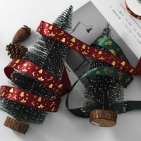 CSFY 2022 or décoration de noël ruban fleurs boîte cadeau emballage estampage à chaud ruban de satin décoration de mariage luxueux