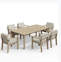 Ensemble de mobilier de restaurant en gros, table et chaises de patio en teck massif pour café-bar, ensemble de jardin en bois, ensemble de repas d'extérieur