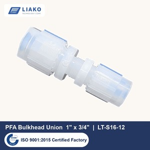 ข้อต่อลดขนาดท่อ PFA แบบ Bulkhead Reducer ขนาด 1 นิ้ว x 3/4 นิ้ว สำหรับท่อแบบ Flare Tube รุ่น LT-S16-12 ทนทานต่อสารเคมีที่มีความบริสุทธิ์สูง - Product Image 1