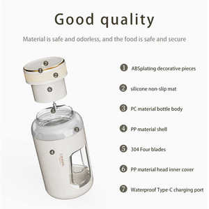 Ceool Xách Tay Máy Xay Sinh Tố Và Máy Ép 600Ml 4-Lá 304 Thép Không Gỉ Licuadora Portatil Bán Buôn Tùy Chỉnh 80W 7.4V 3000mh Nhựa - Product Image 6