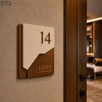 Plaque de numéro de chambre d'hôtel de luxe personnalisée EZD, en bois 3D et acrylique, pour appartement, loft, signalétique murale