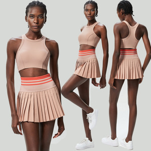 Custom Quick Dry Ademend Tanktop Geplooide Tennisskirt Set voor Dames Gym Plus Size - Product Image 5