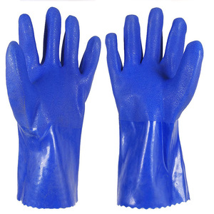 Guantes de PVC Borg 501 Azules Resistentes al Aceite, Forro de Algodón, Palma Esmerilada Antideslizante, Guantes de Seguridad de Uso General - Product Image 1