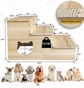 Escaleras de madera de 3 niveles para que los perros y los gatos se suban a la cama Escalera de madera para mascotas Escaleras plegables de madera para mascotas Escalones para perros - Product Image 4