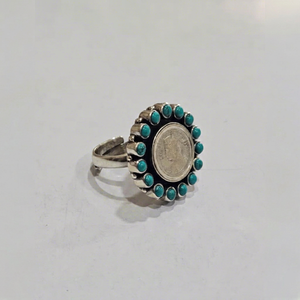 Bague Victoria Queen faite à la main avec pierres turquoise, argent naturel 92,5, bague de cocktail bohème pour femme, cadeau pour elle, qualité supérieure - Product Image 1