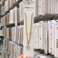 Nouvel Arrivage Collier Délicat en Acier Inoxydable Plaqué Or 18K avec Incrustation Coquillage, Trèfle, Perle et Œil Porte-Bonheur pour Femme, Usage Quotidien