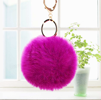 Porte-clés pompon, peluche, licorne, tendance, boule en fourrure