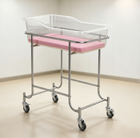 Lit d'hôpital pour bébé en acier inoxydable Hochey Medical, chariot pour nourrissons, berceau pour nouveau-nés avec roues silencieuses pour le service de maternité