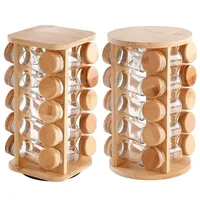 OEM ODM Assaisonnements pour la maison Condiments Bambou Bois Épices Porte-Pot Personnalisé Vente en Gros Rotatif Épices Organisateur Cuisine