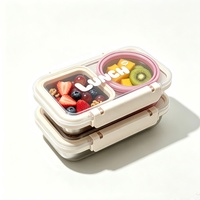 Mikrowellengeeigneter 400ml 2-Fach Metall-Snackbehälter für Kinder mit Deckeln 304 Edelstahl Unterteilte Lunchbox Snackbox