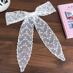 Pañuelo de encaje vintage para el cabello, diadema de lazo dulce de verano, banda para el cabello con decoración de cinta elegante, pañuelo largo y estrecho para el cuello, collar de moda - Product Image 6