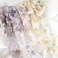 Rubans en satin de 3 cm avec des fleurs rêveuses, ruban pour nœuds de fleurs, emballage de fleurs