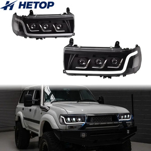 Faros Delanteros HETOP para <span class=keywords><strong>Land</strong></span> <span class=keywords><strong>Cruiser</strong></span> 1990-2002 FJ80 LC80, Actualización LED, Lentes con Señal DRL, Faros Delanteros Modificados para <span class=keywords><strong>Toyota</strong></span> - Product Image 1