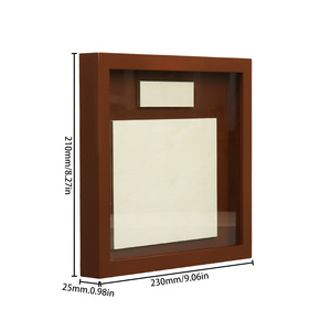 FSC & BSCI Armoire murale <span class=keywords><strong>en</strong></span> bois à cadre de boîte d'ombre avec support <span class=keywords><strong>en</strong></span> liège <span class=keywords><strong>et</strong></span> porte à charnière cursive lambrissée <span class=keywords><strong>en</strong></span> acrylique - Product Image 6