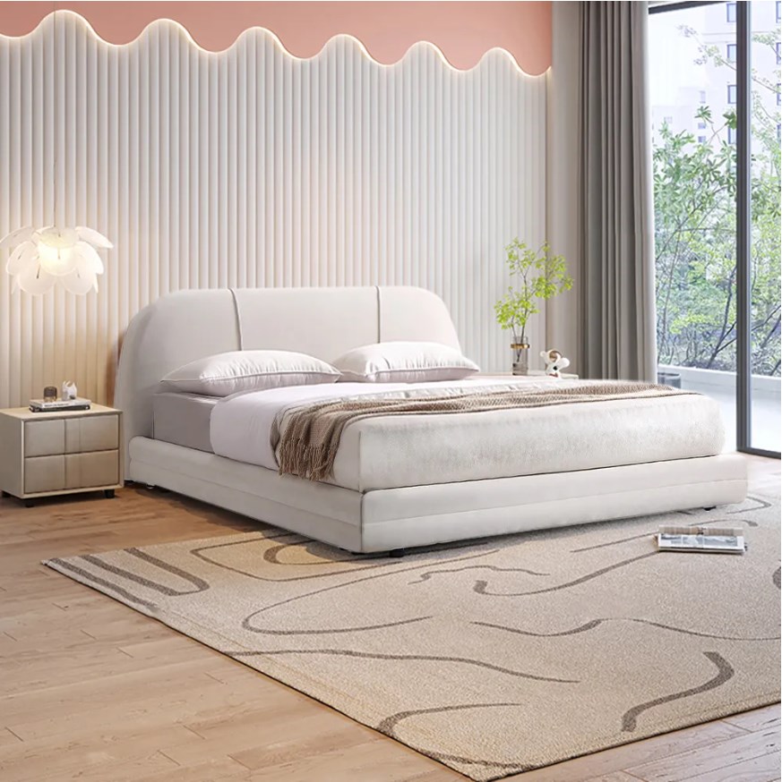 Modern king upholstered low profile  bed platform bed