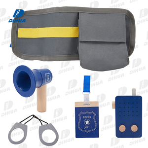 Set di polizia in legno finte giochi di ruolo per bambini Set di giocattoli della polizia con cerniera borsa portatile Kit di accessori per travestimento - Product Image 3