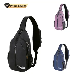 BSCI Custom Small Black Sling Crossbody Backpack Shoulder Bag Nylon Lightweight 1 Strap Chest Backpack