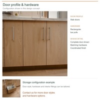 Meuble de cuisine moderne en mélamine avec portes à panneaux, aménagement en îlot, dimensions personnalisées, boîtes de rangement en contreplaqué et rangement coulissant