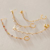 Boucles d'oreilles à clip avec pampilles pour femmes, bijoux fantaisie en gros, hypoallergéniques, en acier inoxydable plaqué or 18 carats avec incrustation de zircon