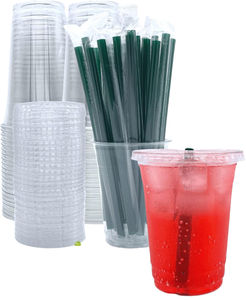 Gobelets en plastique transparents jetables avec couvercles, 8oz, 12oz, 16oz, 24oz, 32oz, vente en gros, logo personnalisé, fabricant OEM - Product Image 1