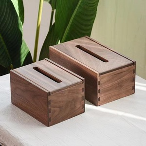 Wooden Tissue Box Black <b>Walnut</b> Wood Handmade For Living Room <b>Coffee</b> <b>Table</b> Desktop Storage - Product Image 1