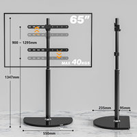 Stand TV Lantai Baja Modern untuk Layar 32"-65" Maks VESA 400x400mm, Putar 25° & Kapasitas 88lbs, Manajemen Kabel, Alas Anti Selip