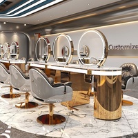 Miroir de salon ovale moderne en or blanc, portable, de luxe, éclairé, avec tiroir, pour hôtel et salle de bain