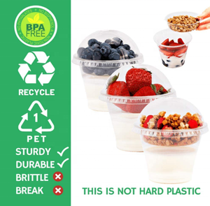 Nhựa Sa Mạc Cup 9 12 Oz Rõ Ràng PET Cup Biểu Tượng Tùy Chỉnh Sữa Chua Đông Lạnh Parfait Cup Với Một Ngăn Chèn Và Nắp Đậy 12 Oz - Product Image 4