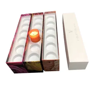方形硬纸纸板标志哑光豪华盖子和底座礼品包装定制椭圆形蜡烛包装纸盒