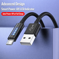 Câble USB-C vers USB-C à charge rapide avec LED, tressé en nylon, pour smartphone, tablette, ordinateur portable, 1M 2M, OEM ODM, vente en gros