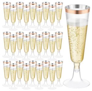 Disposable Unbroken PS Plastic Red <b>Wine</b> Champagne Cup Glasses Martini <b>Goblet</b> Margarita Cocktail Glass Flute WIth Glod Rim - Product Image 2