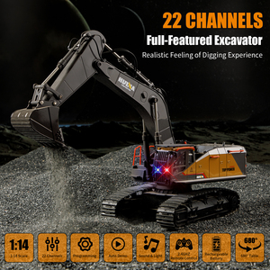 Excavatrice télécommandée professionnelle en alliage, véhicule de construction 22 canaux, jouet en béton renforcé à l'échelle 1:14 Huina <span class=keywords><strong>1592</strong></span> - Product Image 2