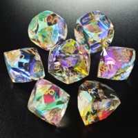 Set Dadu Polihedral Kaca Iridescent LuxeRoll 7 Buah, Dadu DND Kristal Bening dengan Angka Emas untuk Permainan Meja RPG Kustom