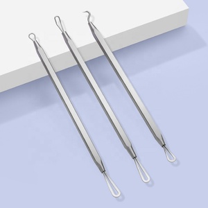 Acier inoxydable Double tête points noirs bouton comédon <span class=keywords><strong>extraction</strong></span> dissolvant acné aiguille outils de beauté pour le visage et le nez - Product Image 3