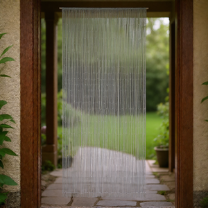 Rideau de porte anti-insectes en bambou, 35,4 x 78,7 pouces, gris, style asiatique, installation facile, pour la protection des portes et des fenêtres - Product Image 3