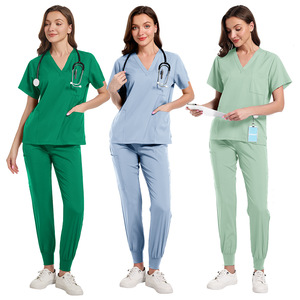 Divisa Sanitaria in Tessuto Dobby di Poliestere per Medici e Infermieri, Camici Chirurgici, Pantaloni Jogger per Sala Operatoria, Tinta Unita - Product Image 5