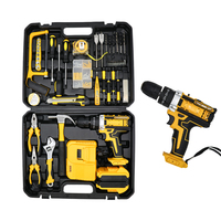 Perceuse sans fil 21V robuste avec coffret d'outils de 118 pièces, style DW, ensemble d'outils pratique pour les travaux en extérieur, la construction et la rénovation