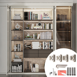 Accessoires de <span class=keywords><strong>placard</strong></span> coulissant à 2 portes avec fermeture amortie en alliage de zinc + étagères en plastique ABS et portes escamotables - Product Image 1