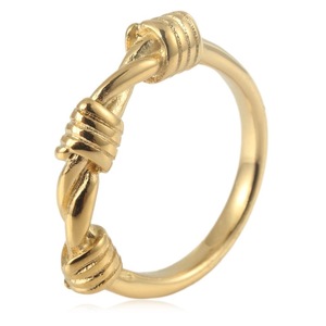 Yunnique Men's Gold Steel Color Rope Knot <b>Ring</b> Geometric Bowknot Design <b>Plain</b> Inlay Fashion Jewelry Gift - Product Image 1