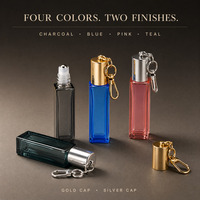Flacon roll-on vide 10 ml personnalisé avec logo, pour huiles essentielles et parfums, portable, en verre carré, avec porte-clés