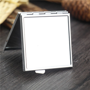 Customizable Metal Folding Pocket Mirror Compact Vanity Mirror in Round/Heart/Square Shapes Bulk DIY Blanks Promotional Gifts