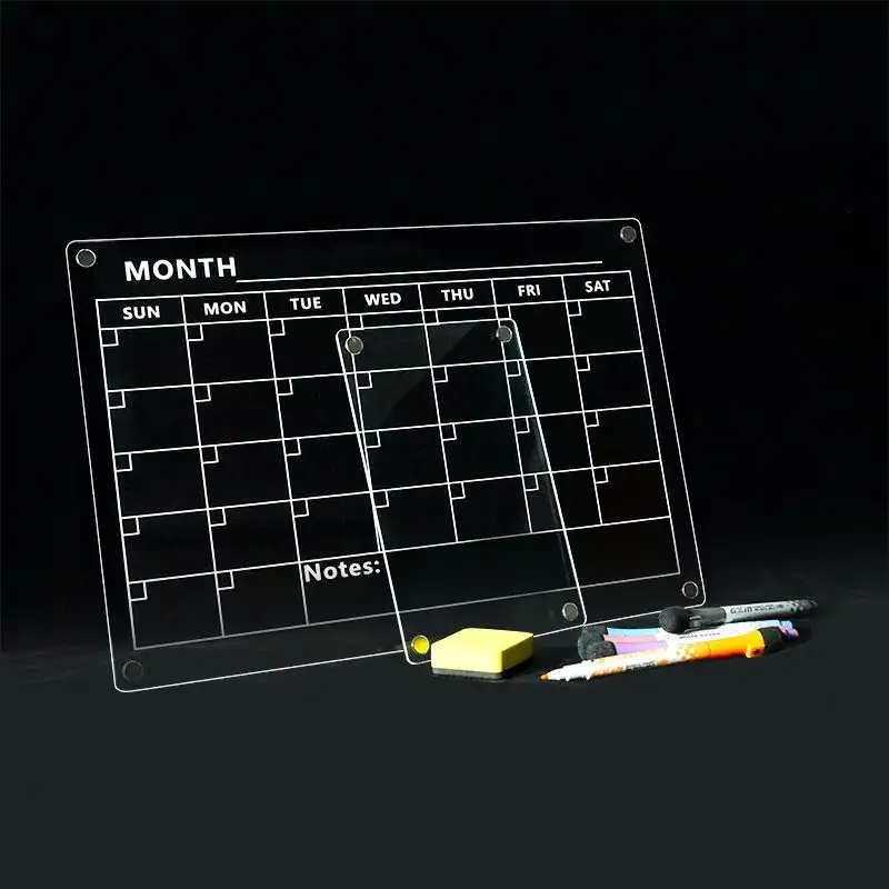 Hot Sales Customized Wholesale Monthly Weekly Daily Calendar Planner Fridge Magnetic Dry Erase Acrylic Whiteboard