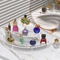 Présentoir Rotatif à 3 Niveaux en Demi-Cercles pour Cupcakes, Organisateur de Parfums, Présentoir en Acrylique Transparent pour Objets de Collection et Figurines