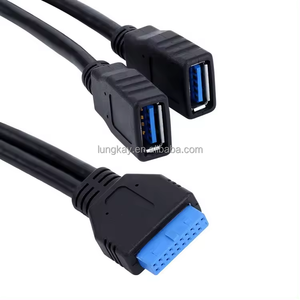 2 พอร์ต USB 3.0 20 พินอะแดปเตอร์ประเภทสายเคเบิลเมนบอร์ดหญิง 3A ชาร์จเร็วถัก TPE ใหม่สายต่อคอมพิวเตอร์ - Product Image 1