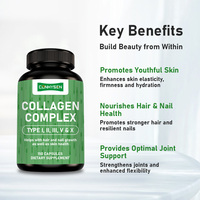 Capsules de collagène complexe à marque privée avec complexe multi-collagène pour favoriser la croissance des cheveux et des ongles et la santé de la peau